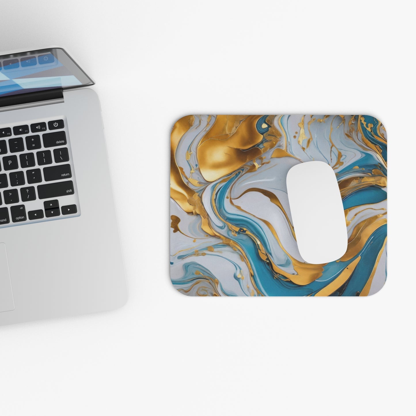 legant Gold and Aqua Marble Mouse Pad, Stylish Desk Accessory, Gift for Home Office, Modern Office Decor, Computer Accessories