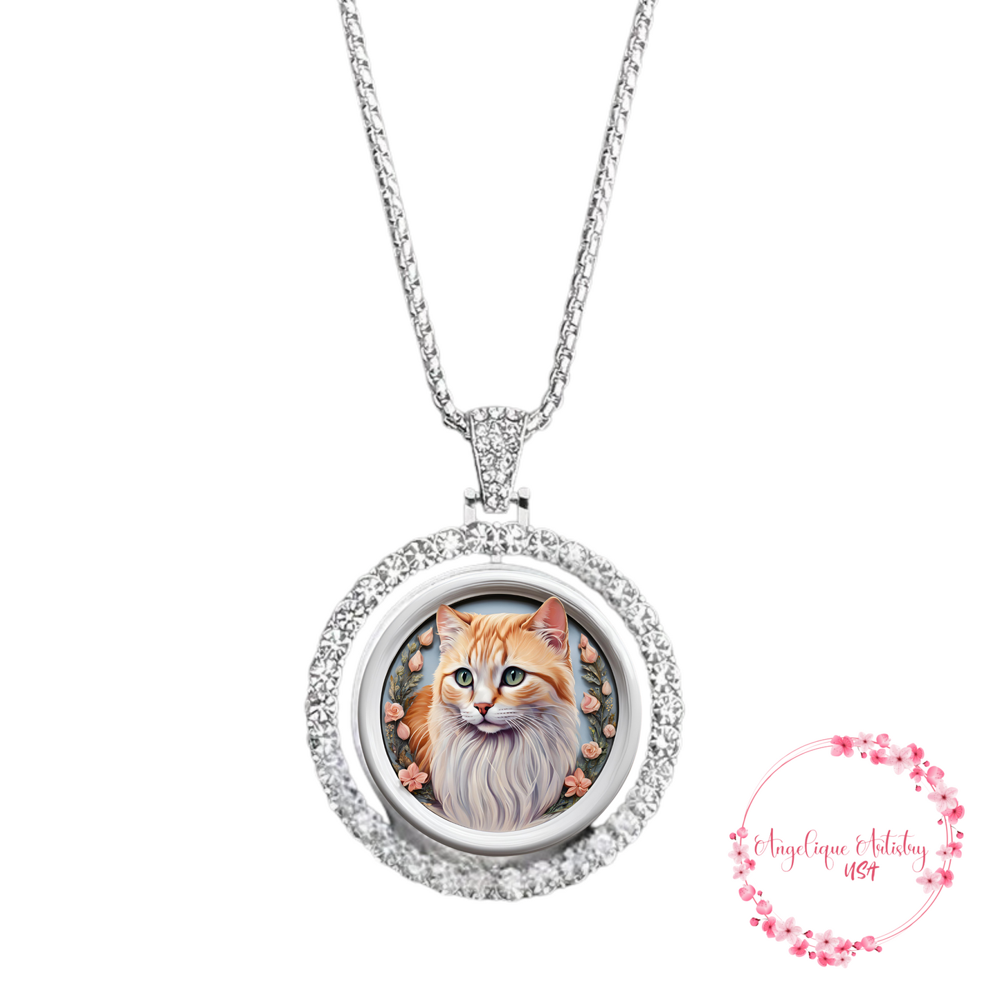 Customized Double-Side Picture Necklace | Photo Pendant Necklace | Cubic Zircon Jewelry