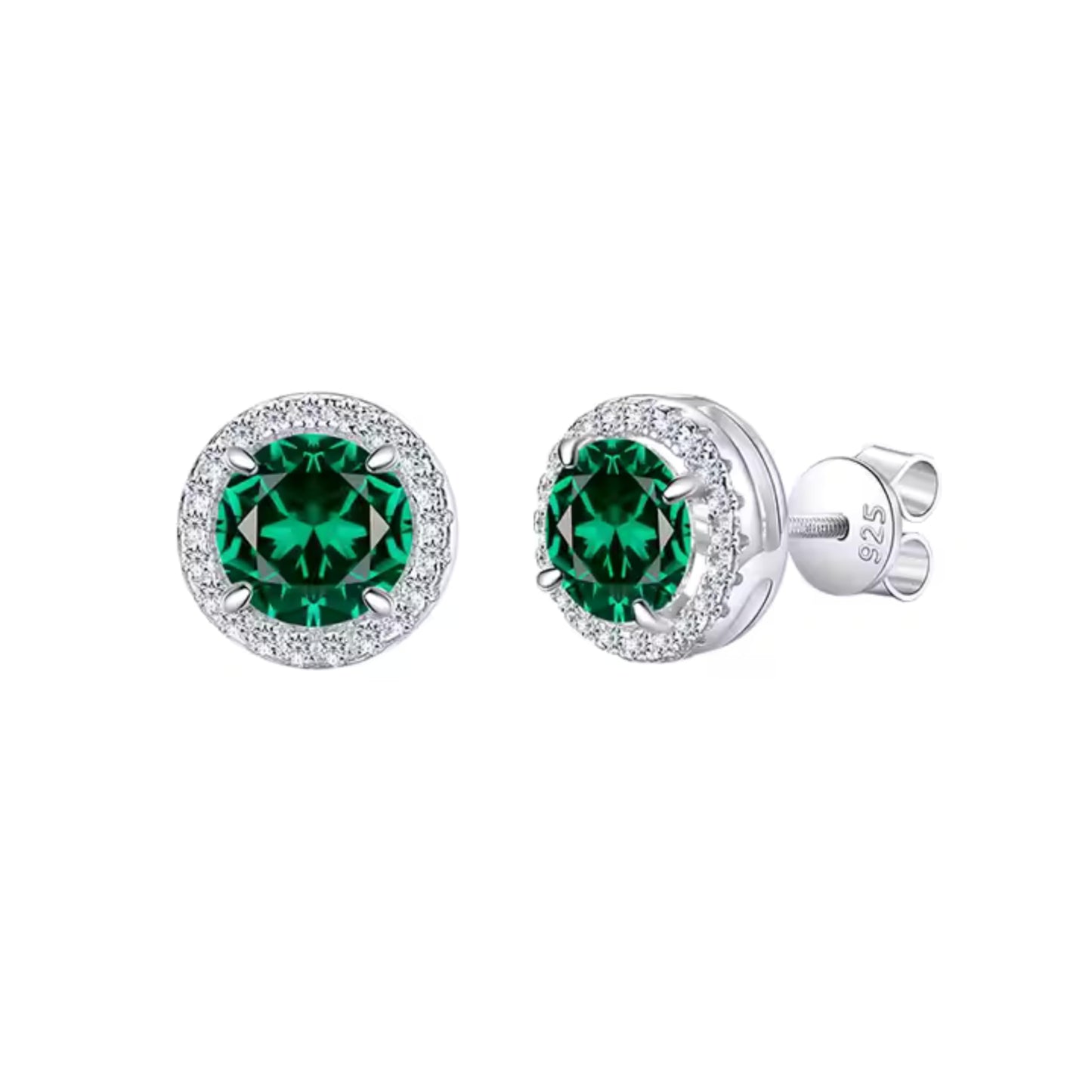 925 Sterling Silver Jewelry Set, Round Cut Green Zircon Diamond, Necklace Ring Earrings, Platinum Plated