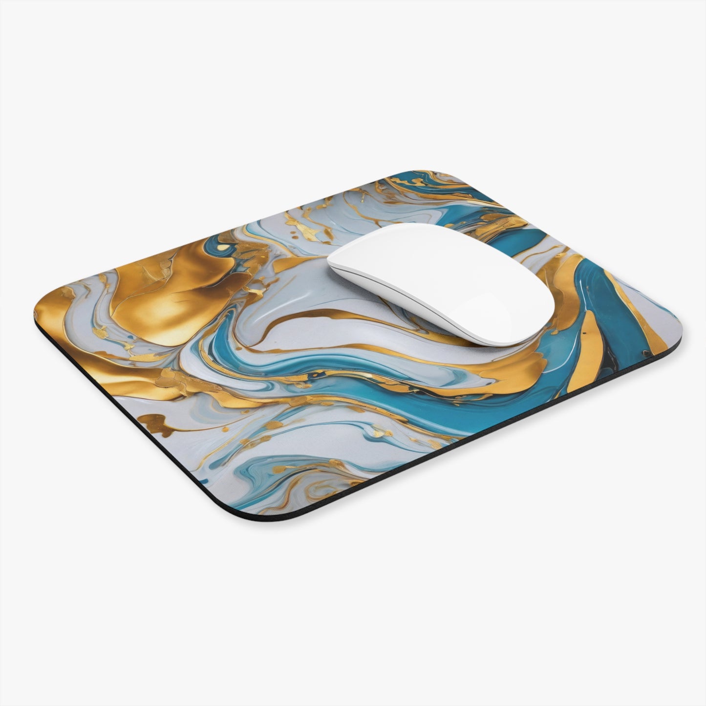 legant Gold and Aqua Marble Mouse Pad, Stylish Desk Accessory, Gift for Home Office, Modern Office Decor, Computer Accessories