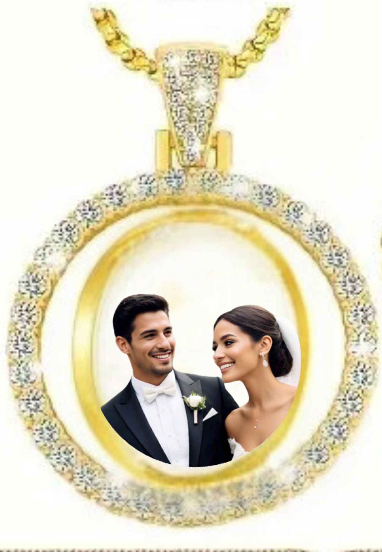 Customized Double-Side Picture Necklace | Photo Pendant Necklace | Cubic Zircon Jewelry