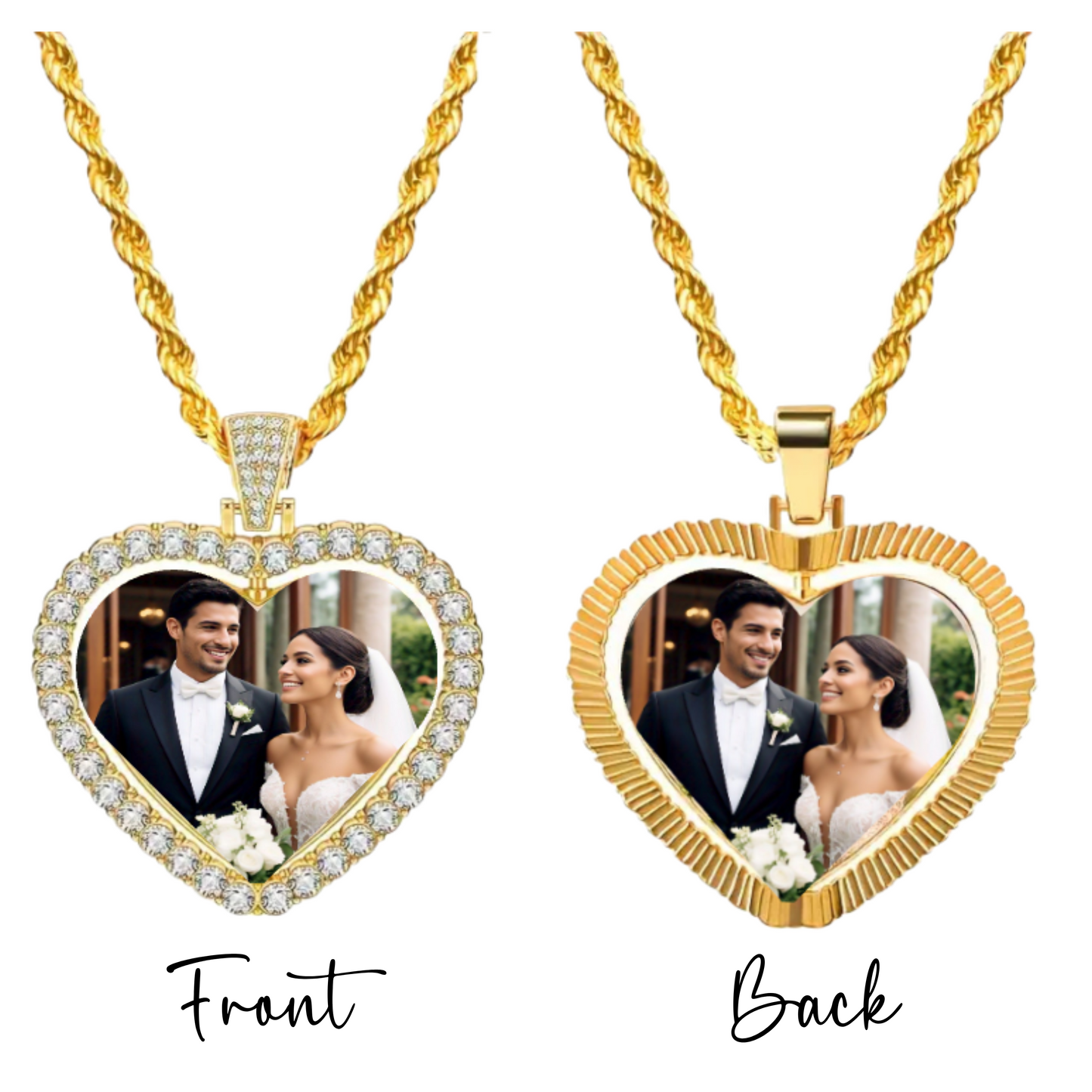 Customized Double-Side Picture Necklace | Photo Pendant Necklace | Cubic Zircon Jewelry