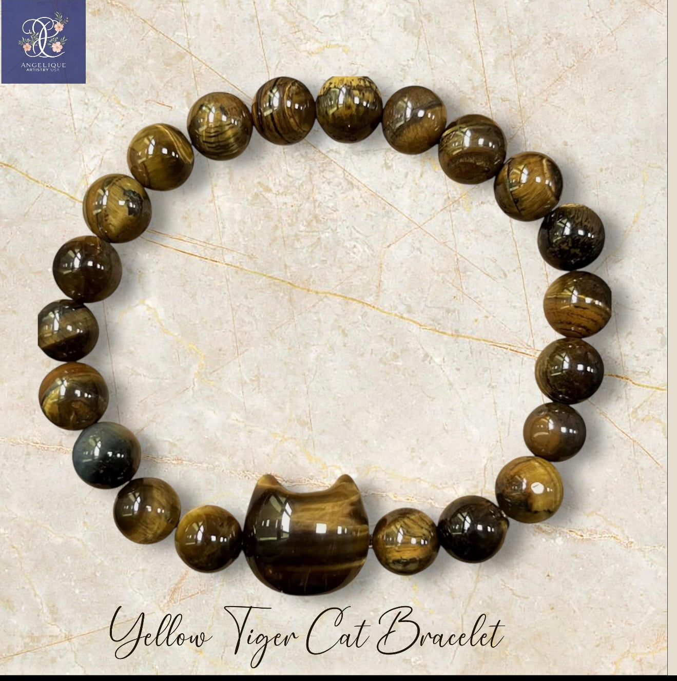 Cat Lover Bracelet: Natural Turquoise, Malachite & Aventurine Stone Beads