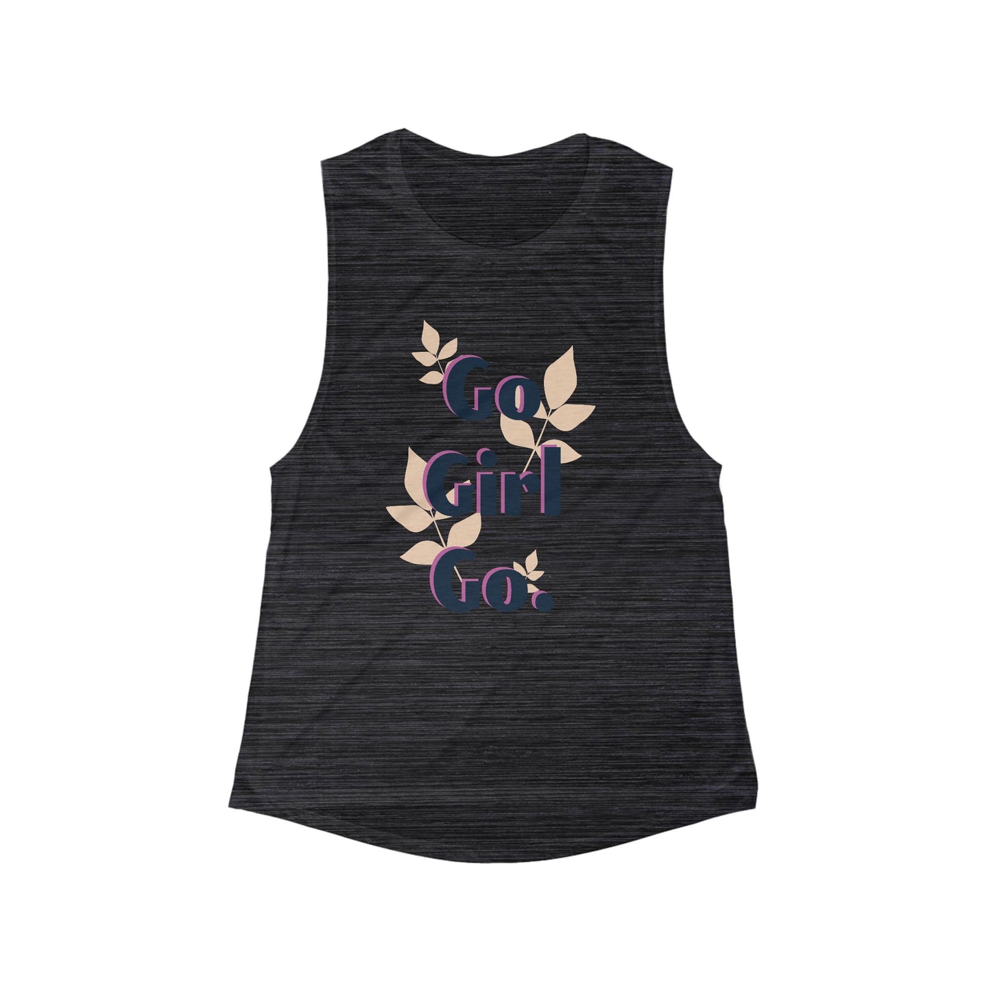 Go Girl Go! Women's Flowy Scoop Muscle Tank - Empowerment Shirt for Fitness, Gym, Sports, Casual Wear, Mother's Day, Birthday Gift