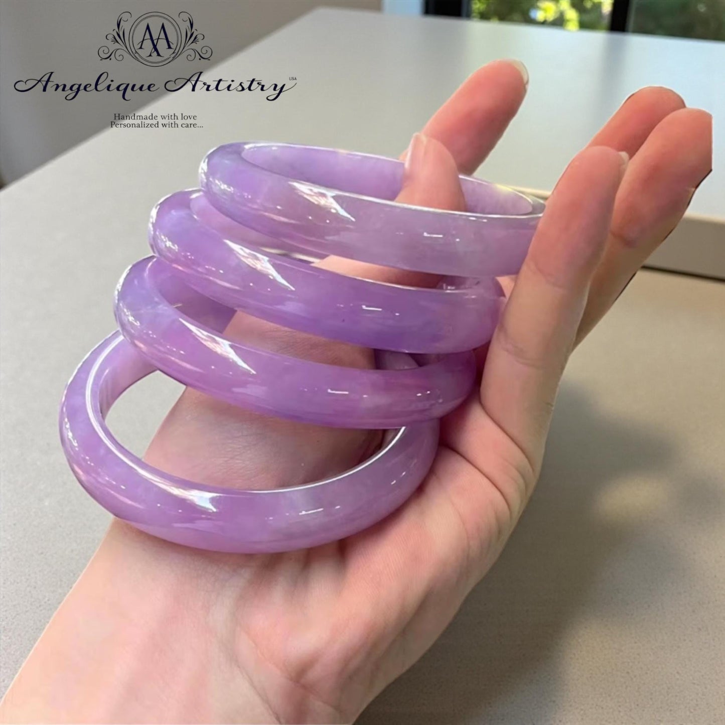 Genuine lavender jadeite bangle | Natural Myanmar jade | Elegant, spiritual, and meaningful jewelry gift.