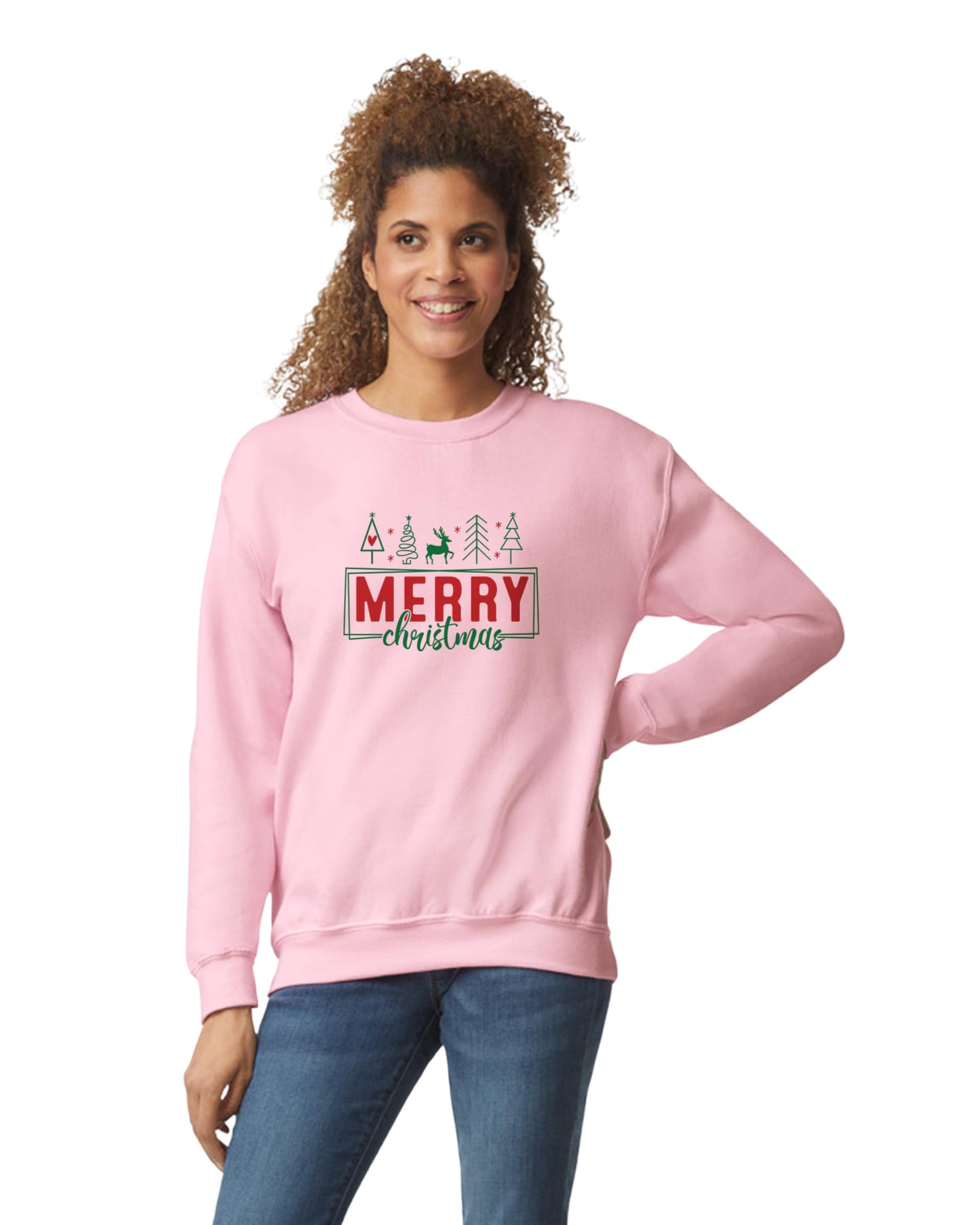 Merry Christmas Printed Sweatshirt, White, Unisex