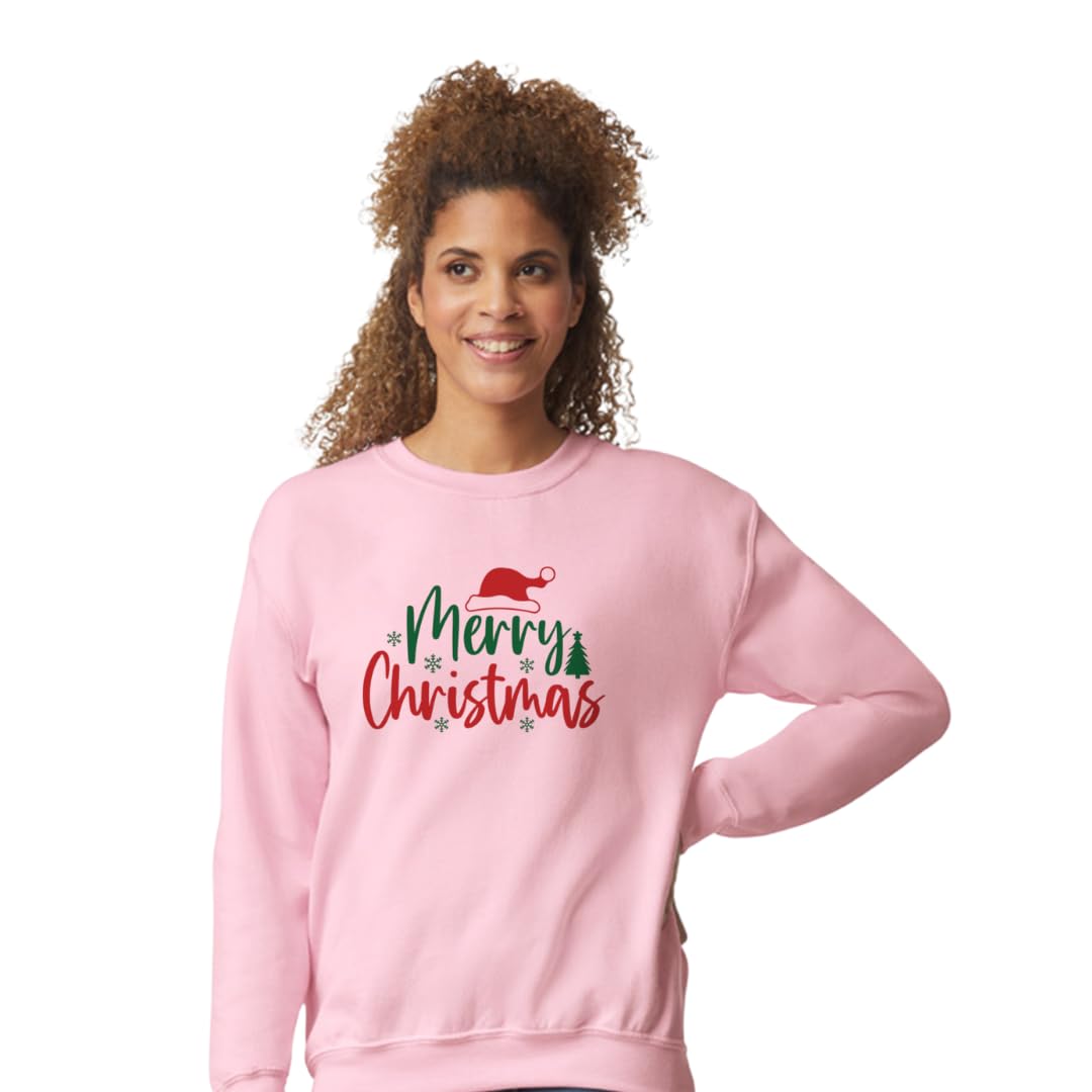 Merry Christmas Printed Sweatshirt, White, Unisex