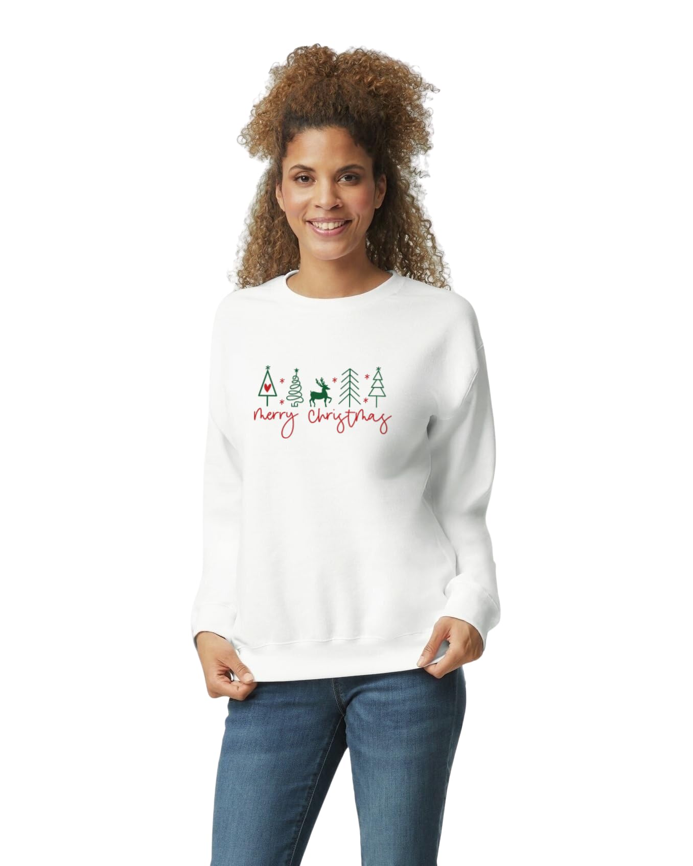 Merry Christmas Printed Sweatshirt, White, Unisex