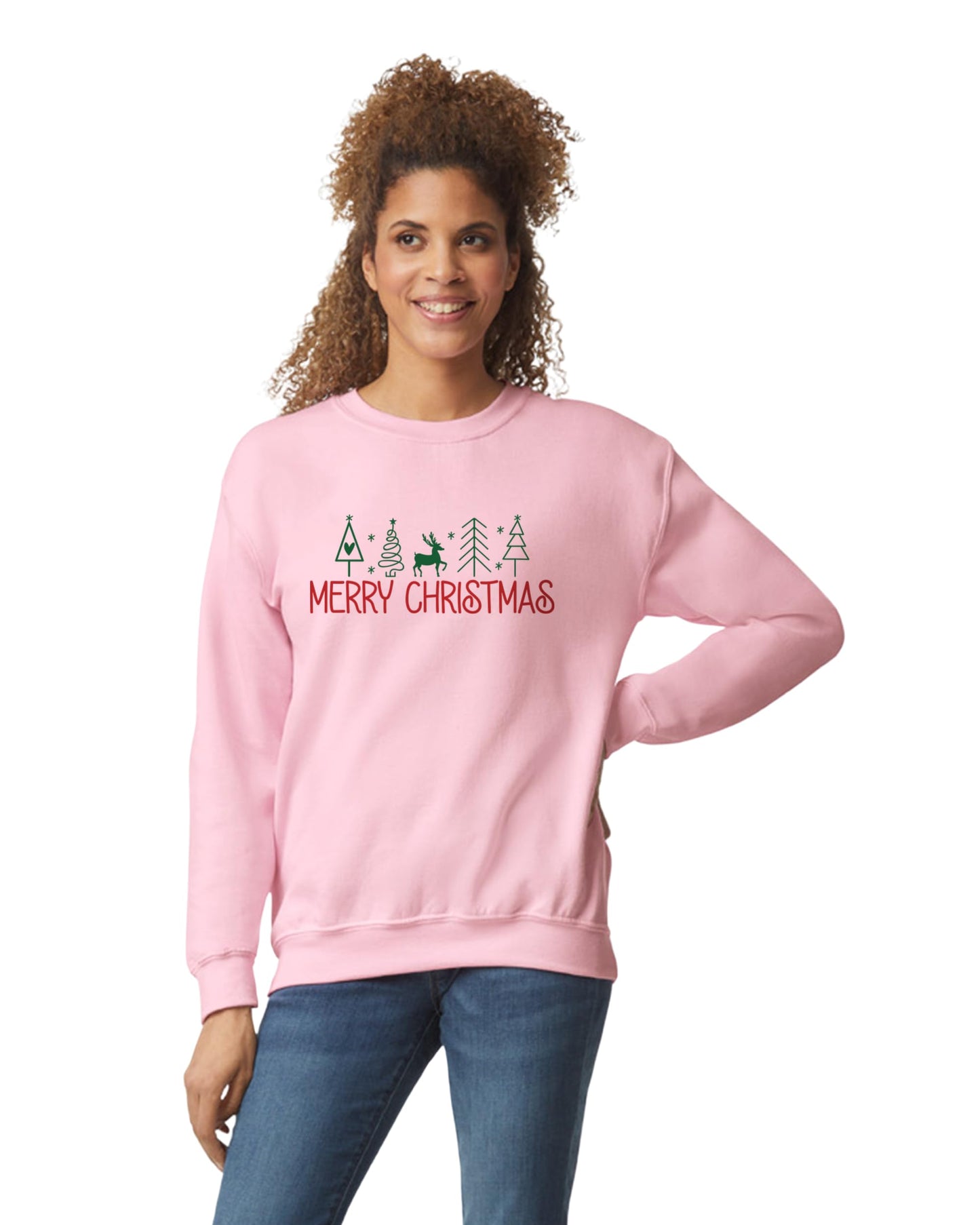 Merry Christmas Printed Sweatshirt, White, Unisex