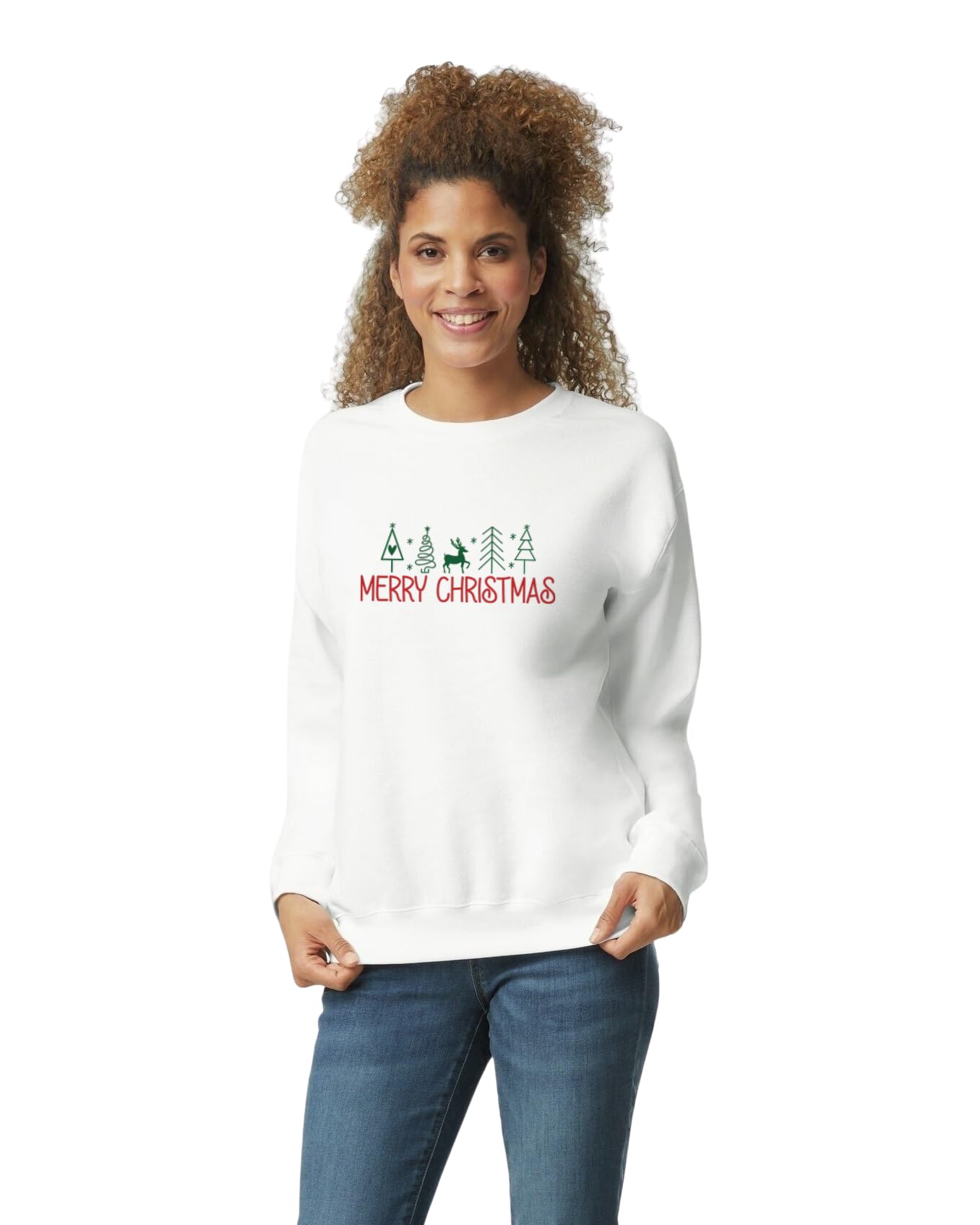 Merry Christmas Printed Sweatshirt, White, Unisex