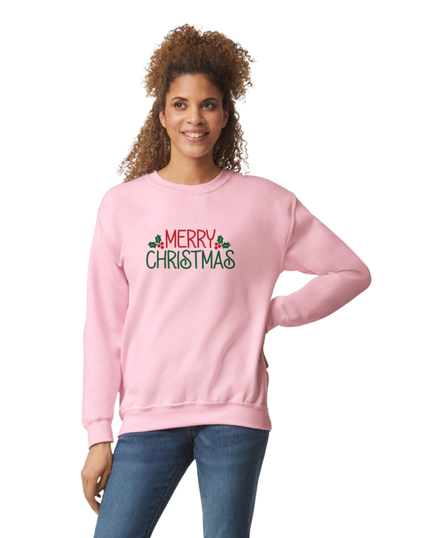 Merry Christmas Printed Sweatshirt, White, Unisex