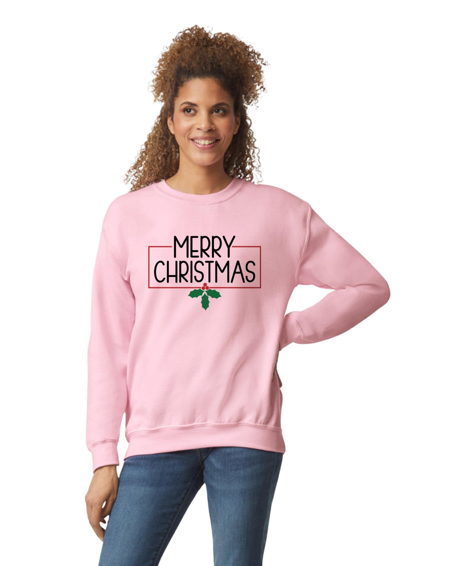 Merry Christmas Printed Sweatshirt, White, Unisex