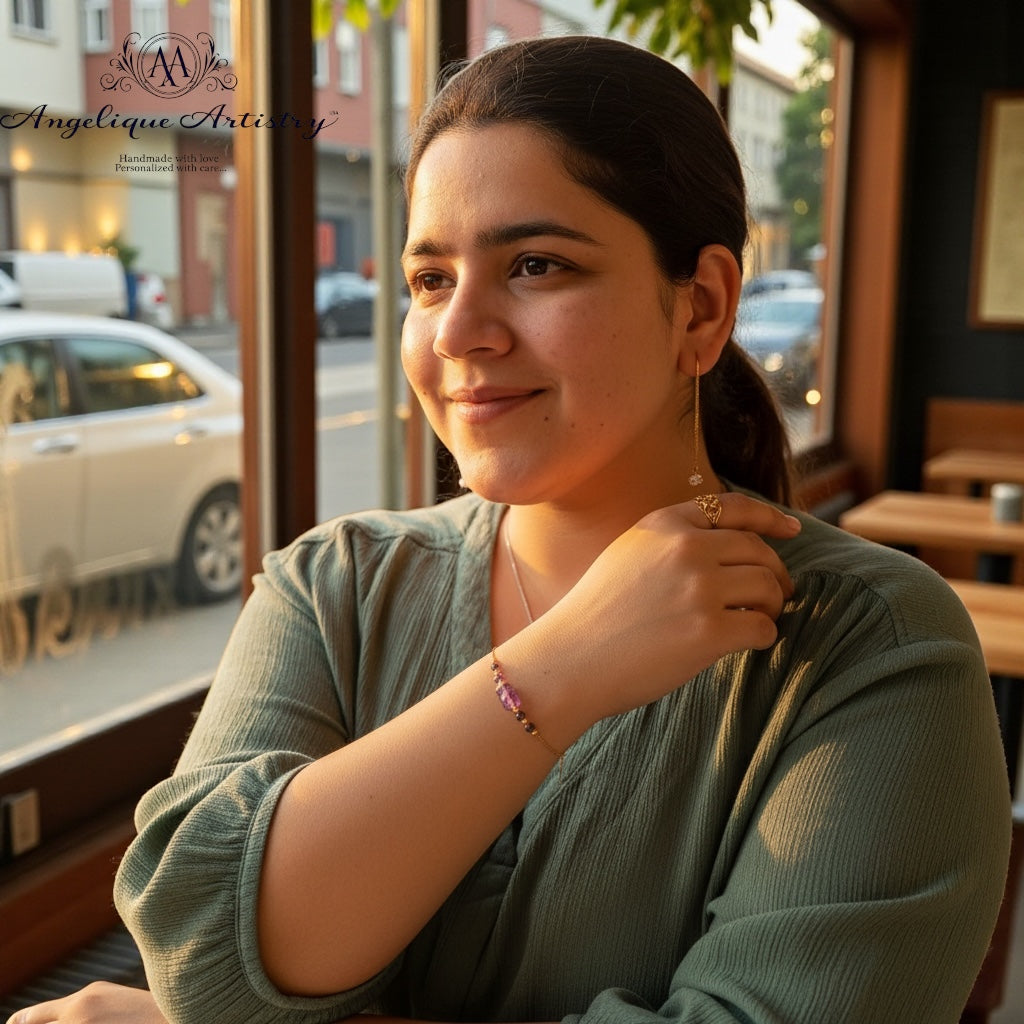 ✨ Customizable 18K Gold Plated Beads & Natural Crystal Bracelet | Handmade Gift for Her ✨