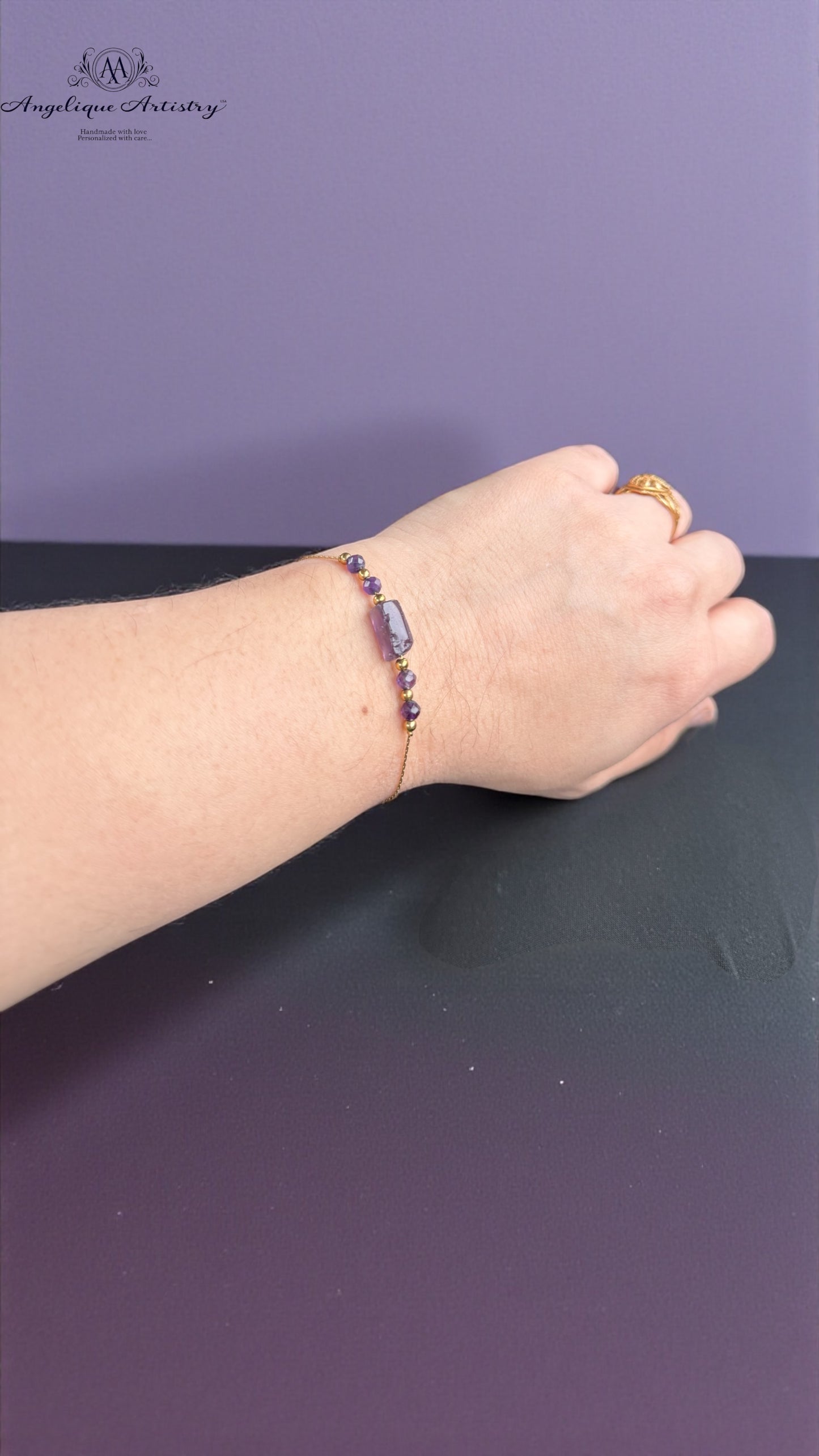 ✨ Customizable 18K Gold Plated Beads & Natural Crystal Bracelet | Handmade Gift for Her ✨