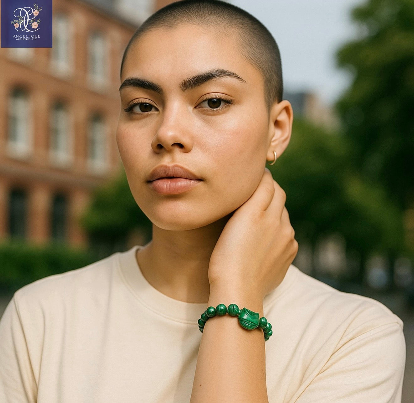 Cat Lover Bracelet: Natural Turquoise, Malachite & Aventurine Stone Beads
