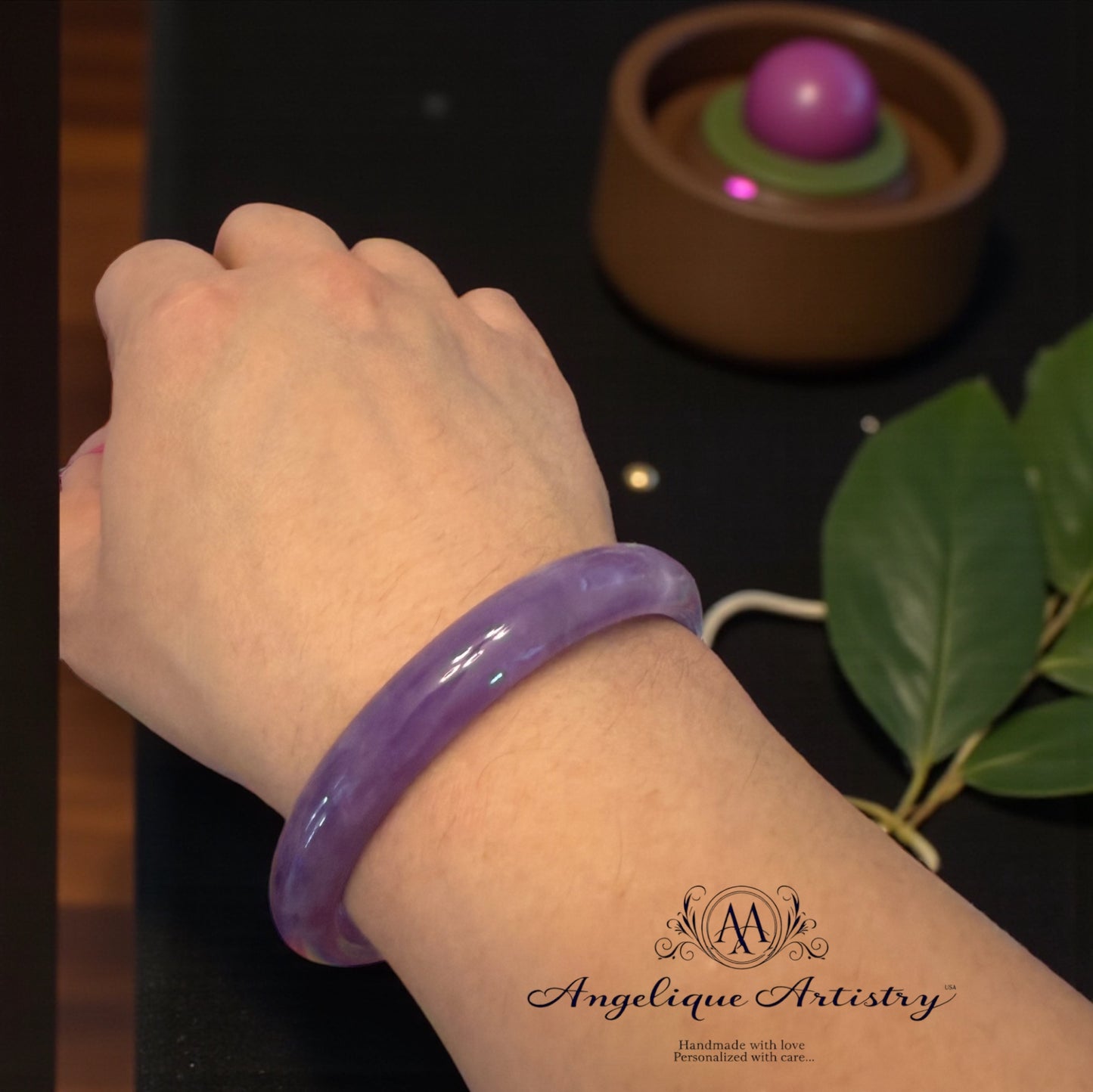 Genuine lavender jadeite bangle | Natural Myanmar jade | Elegant, spiritual, and meaningful jewelry gift.