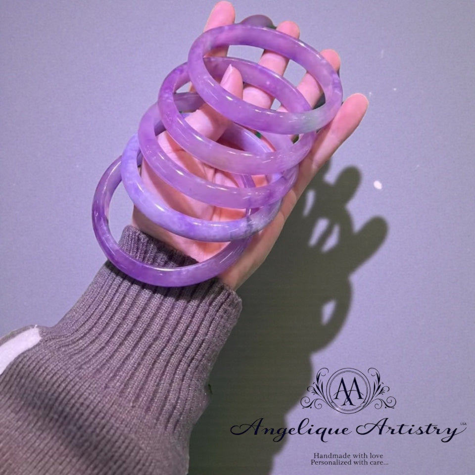 Genuine lavender jadeite bangle | Natural Myanmar jade | Elegant, spiritual, and meaningful jewelry gift.
