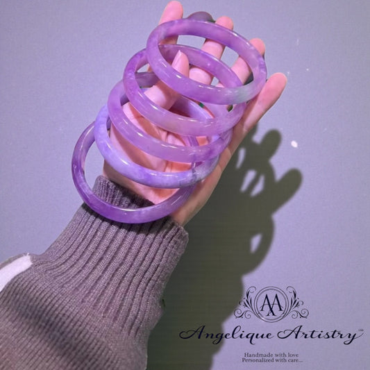Genuine lavender jadeite bangle | Natural Myanmar jade | Elegant, spiritual, and meaningful jewelry gift.