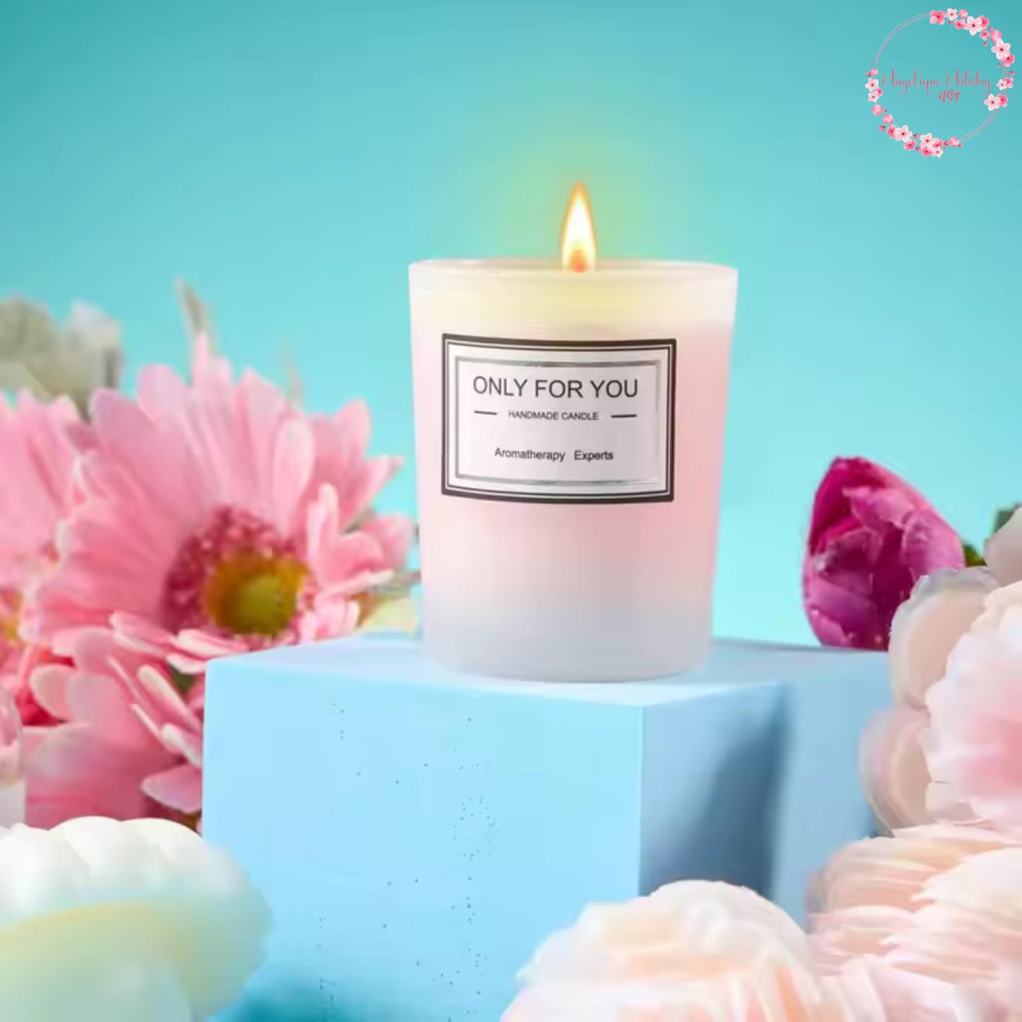 Pink Spa Gift Set, 7-Piece Relaxation Box with Tumbler, Candle, Bath Essentials and Eye Mask