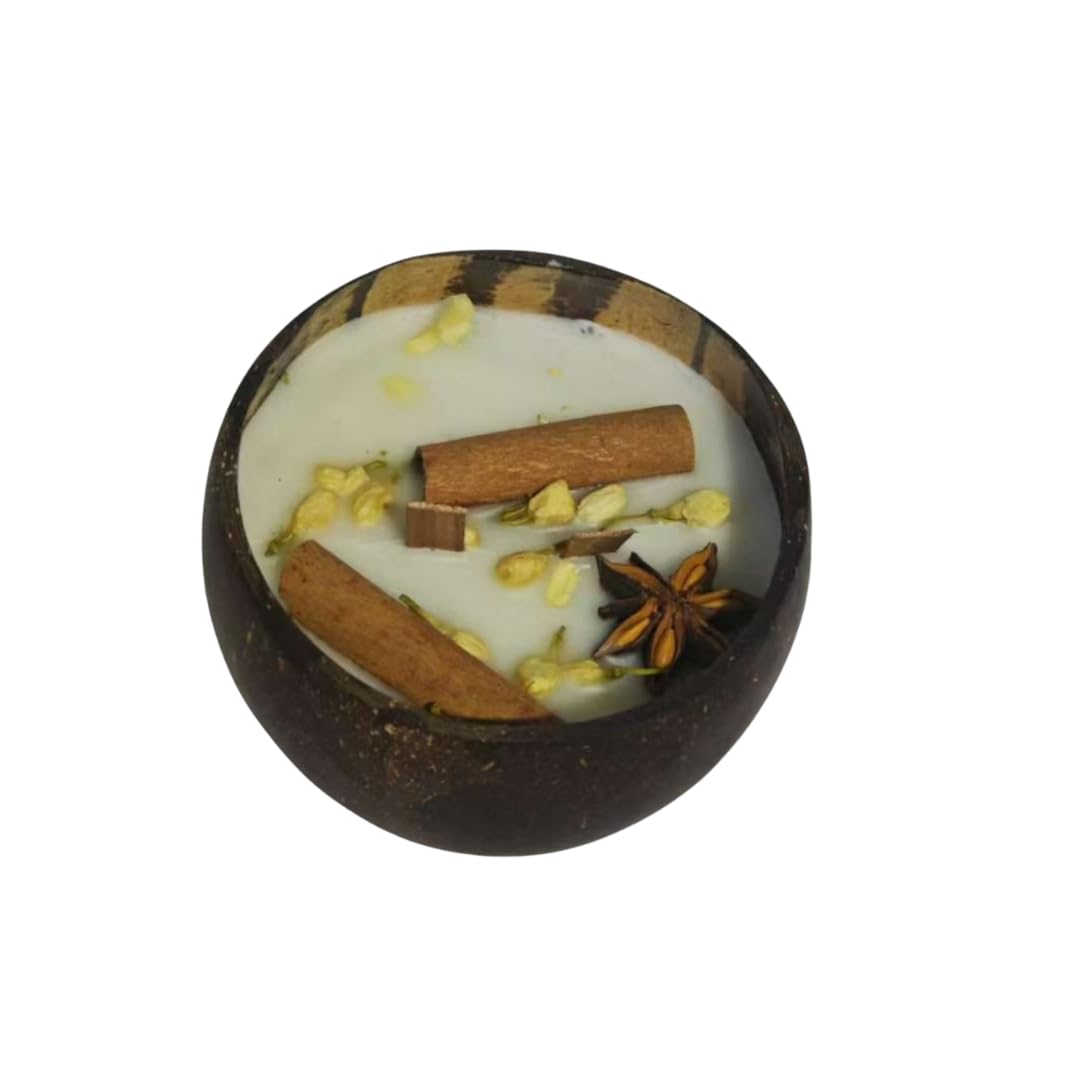 Natural Handmade Customized Scented Coconut Shell Bowl Candle with Crystal and Dried Flowers